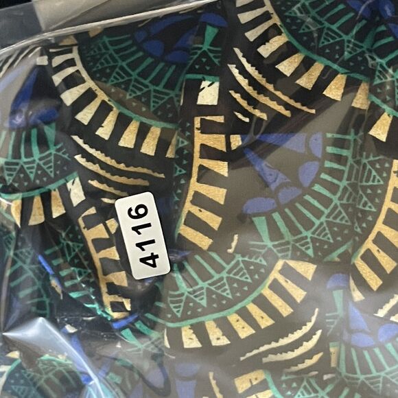 Silk Salt Journey Maxi Wrap Dress Women Medium Geometric Peacock Artsy Tribal - Picture 16 of 16